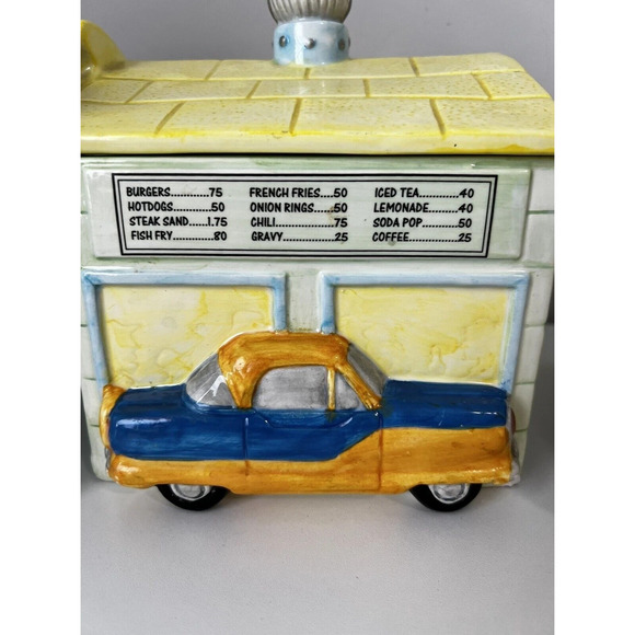 Classic American Roadside Fitz and Floyd Omnibus 1993 Lou's Drive-In Canister - Picture 2 of 6